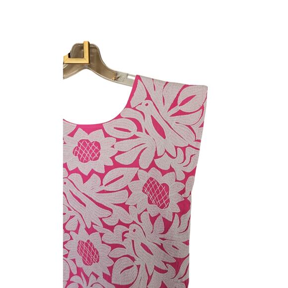 J.Marie Pink White Maya Dress Embroidered Floral Shift Dress Size X-Small - Picture 2 of 10